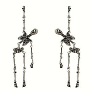 Silver Skeleton Dangle Earrings